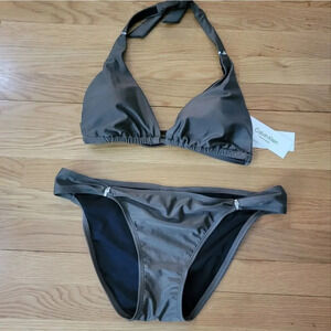 Calvin Klein Women's Halter Slide Top & Bottoms 2 piece Bikini Size XLARGE
